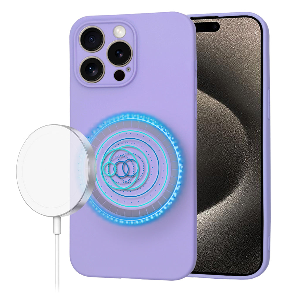 MagSafe калъф за Apple iPhone 15 Pro Max, Techsuit, SoftFlex, Светло лилав