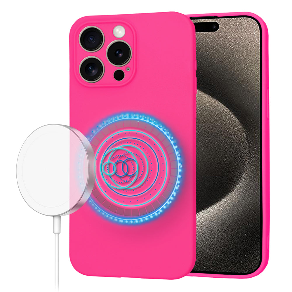 Калъф MagSafe за Apple iPhone 15 Pro Max, Techsuit, SoftFlex, Тъмно розов
