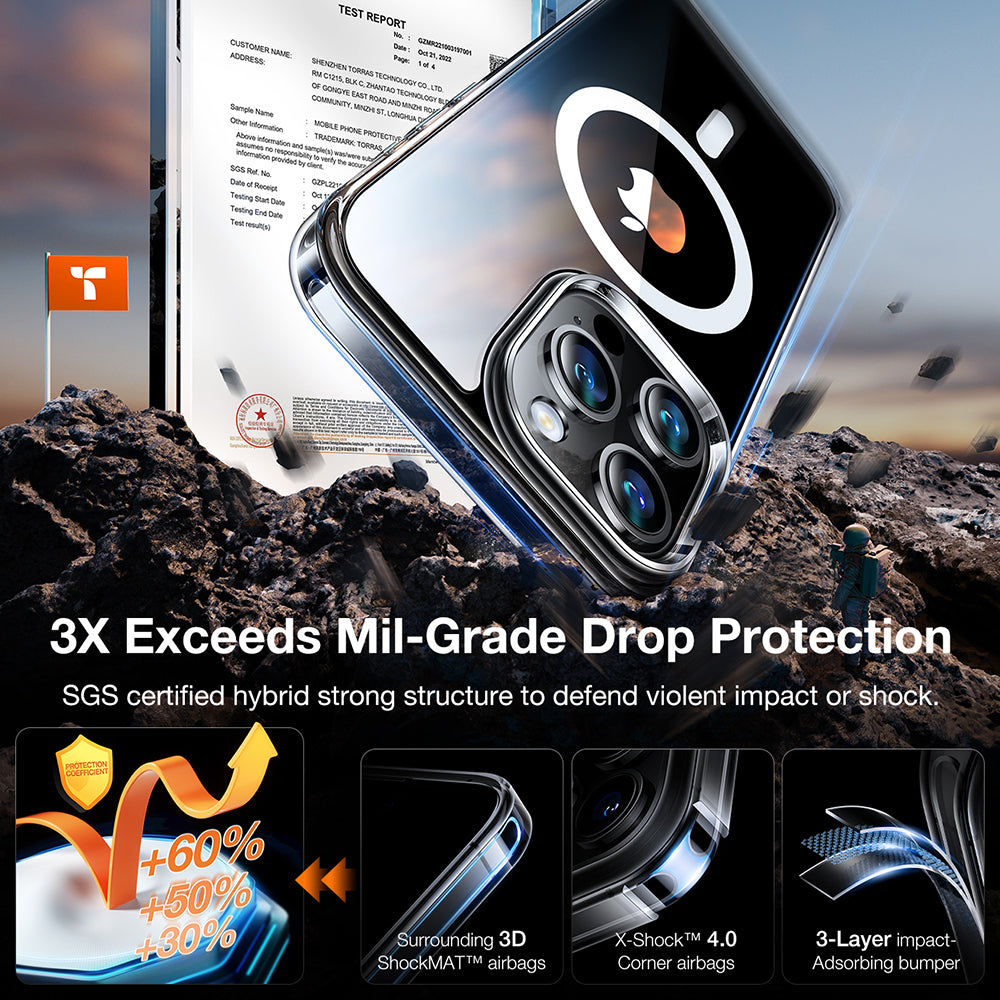 Калъф MagSafe за Apple iPhone 15 Pro Max, Torras, Diamond, Прозрачен