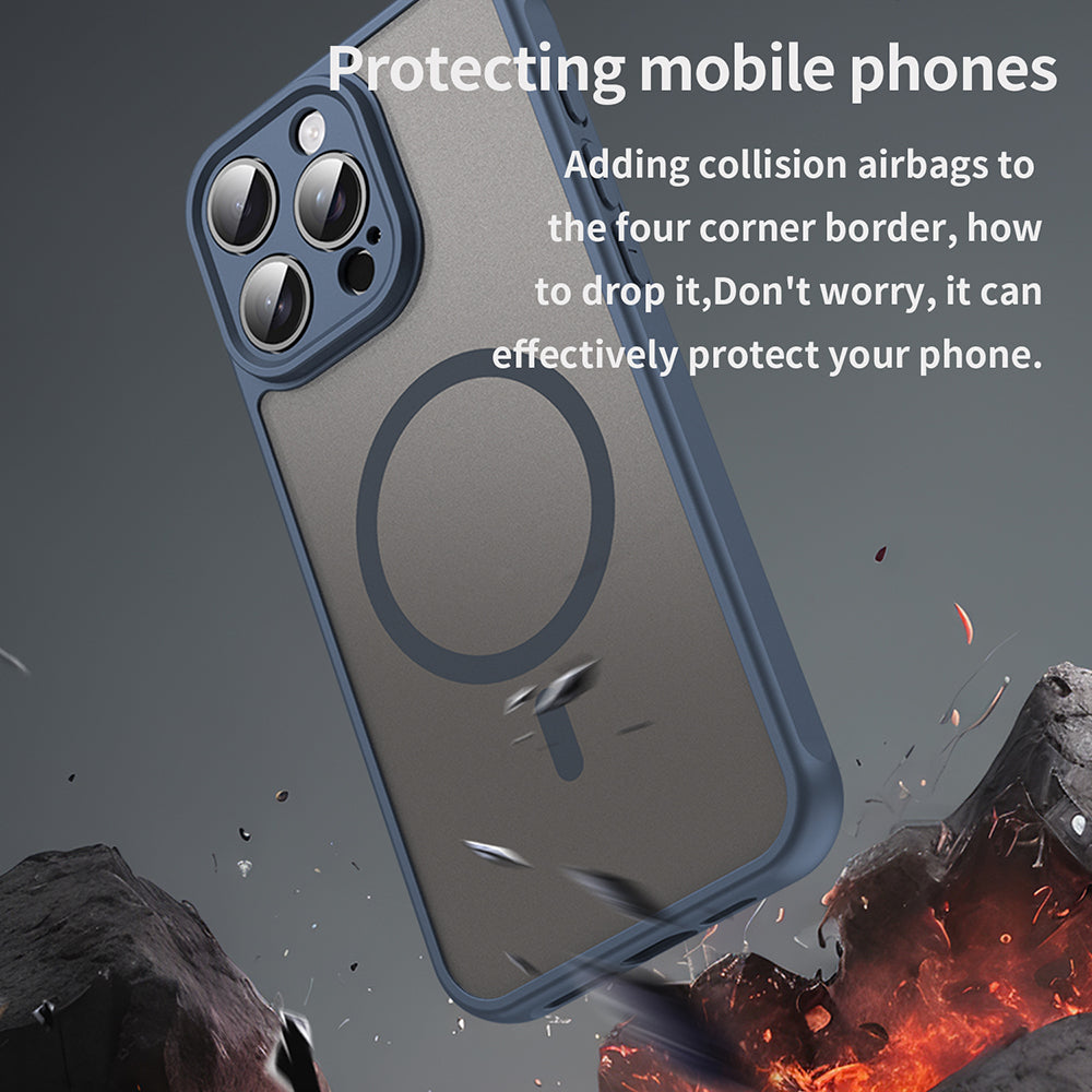 Калъф MagSafe за Apple iPhone 15 Pro, Techsuit, HaloFrost II, Тъмносин