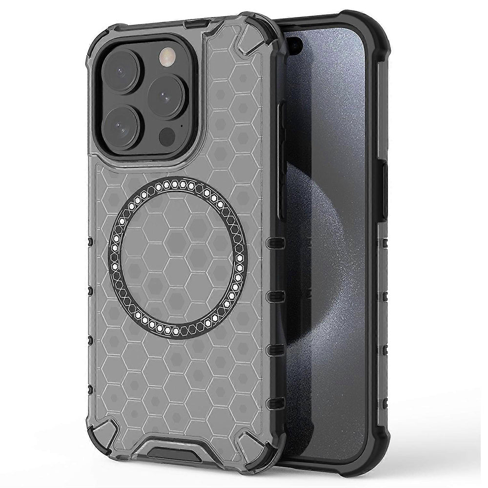 Калъф MagSafe за Apple iPhone 15 Pro, Techsuit, HoneyComb Shield, Черен