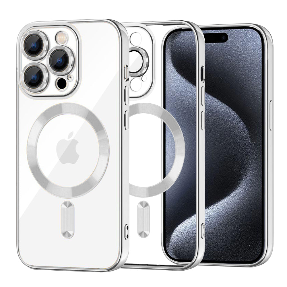 Калъф MagSafe за Apple iPhone 15 Pro, Techsuit, Luxury Crystal, Сребрист