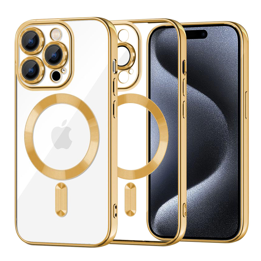 Калъф MagSafe за Apple iPhone 15 Pro, Techsuit, Luxury Crystal, Златист