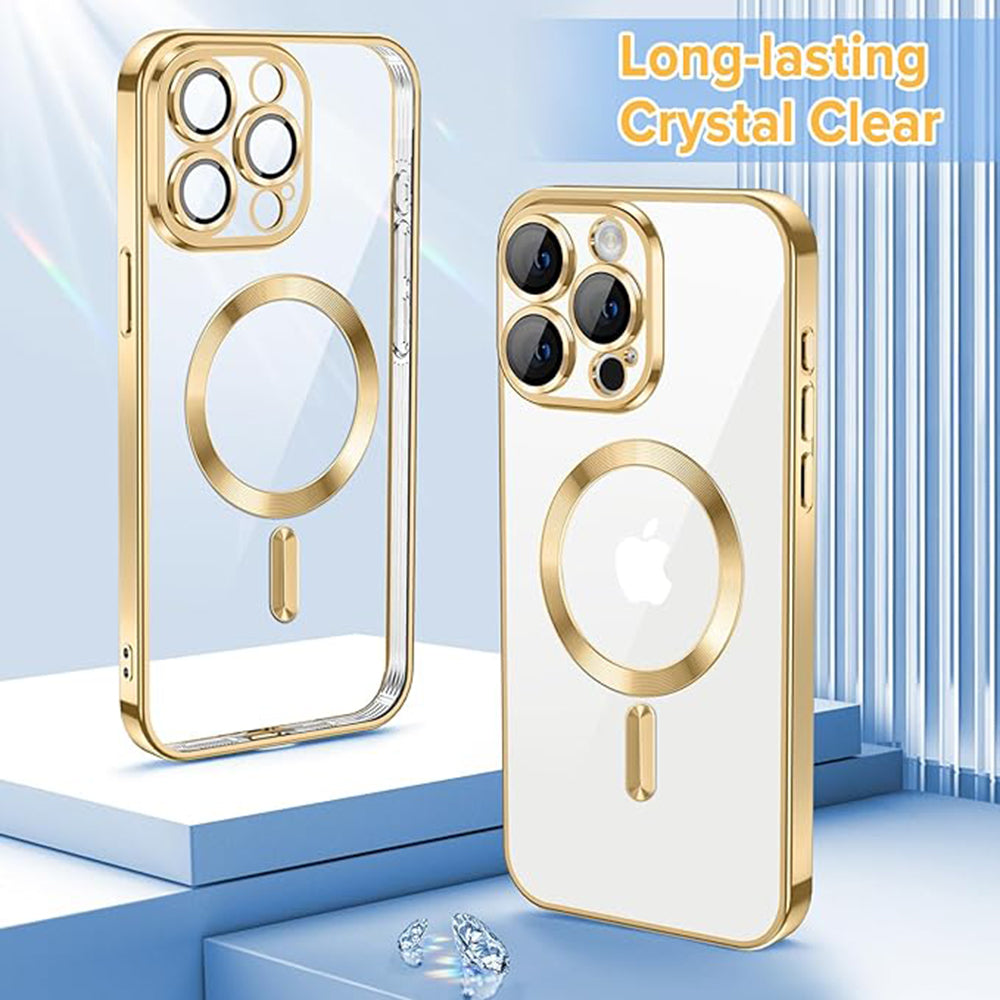 Калъф MagSafe за Apple iPhone 15 Pro, Techsuit, Luxury Crystal, Златист