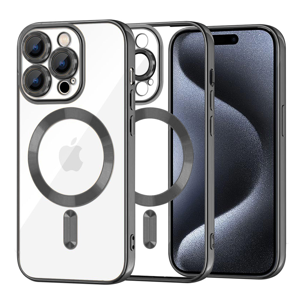 Калъф MagSafe за Apple iPhone 15 Pro, Techsuit, Luxury Crystal, Черен