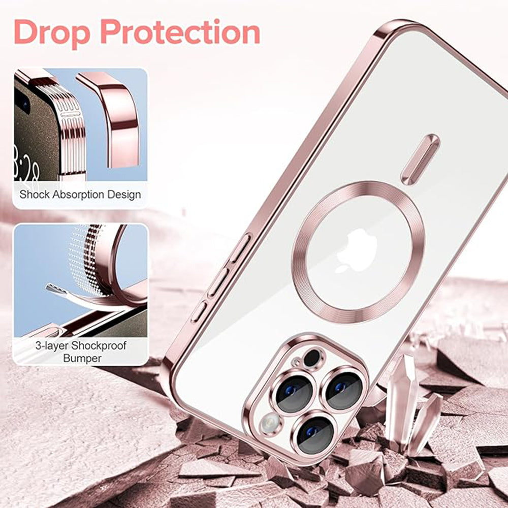 Калъф MagSafe за Apple iPhone 15 Pro, Techsuit, Luxury Crystal, Розов