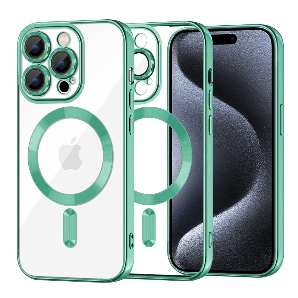 Калъф MagSafe за Apple iPhone 15 Pro, Techsuit, Luxury Crystal, Светлозелен