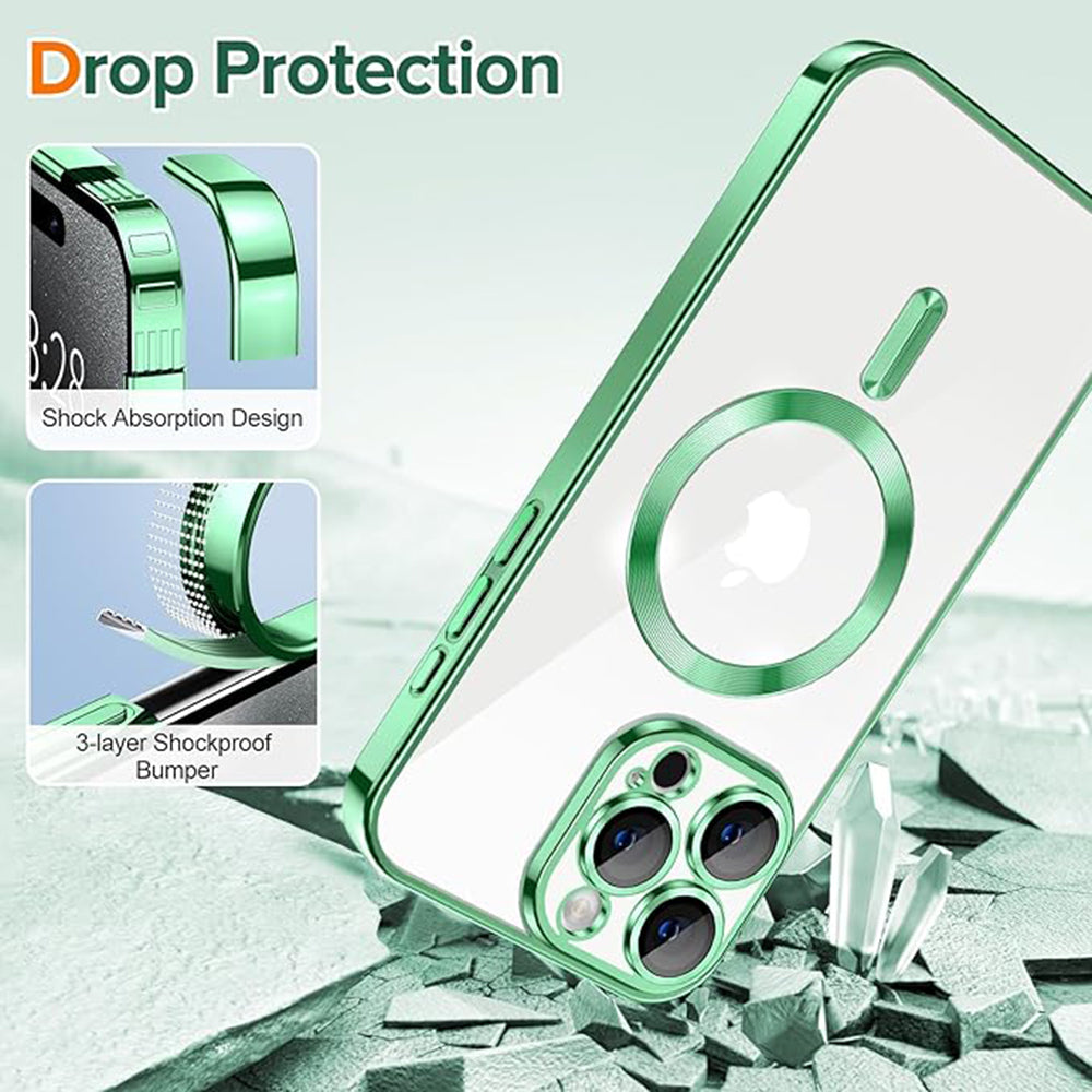 Калъф MagSafe за Apple iPhone 15 Pro, Techsuit, Luxury Crystal, Светлозелен