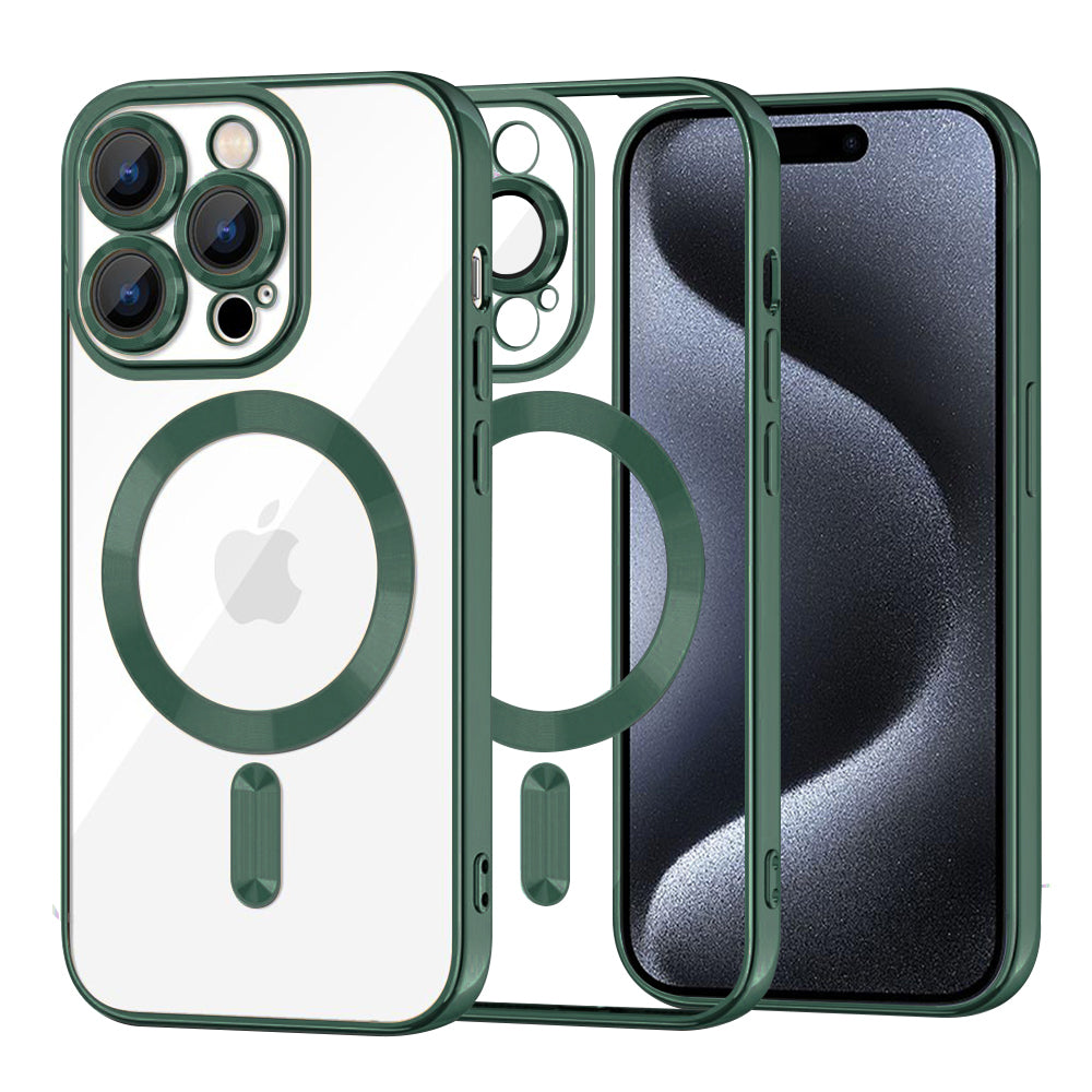 Калъф MagSafe за Apple iPhone 15 Pro, Techsuit, Luxury Crystal, Тъмнозелен