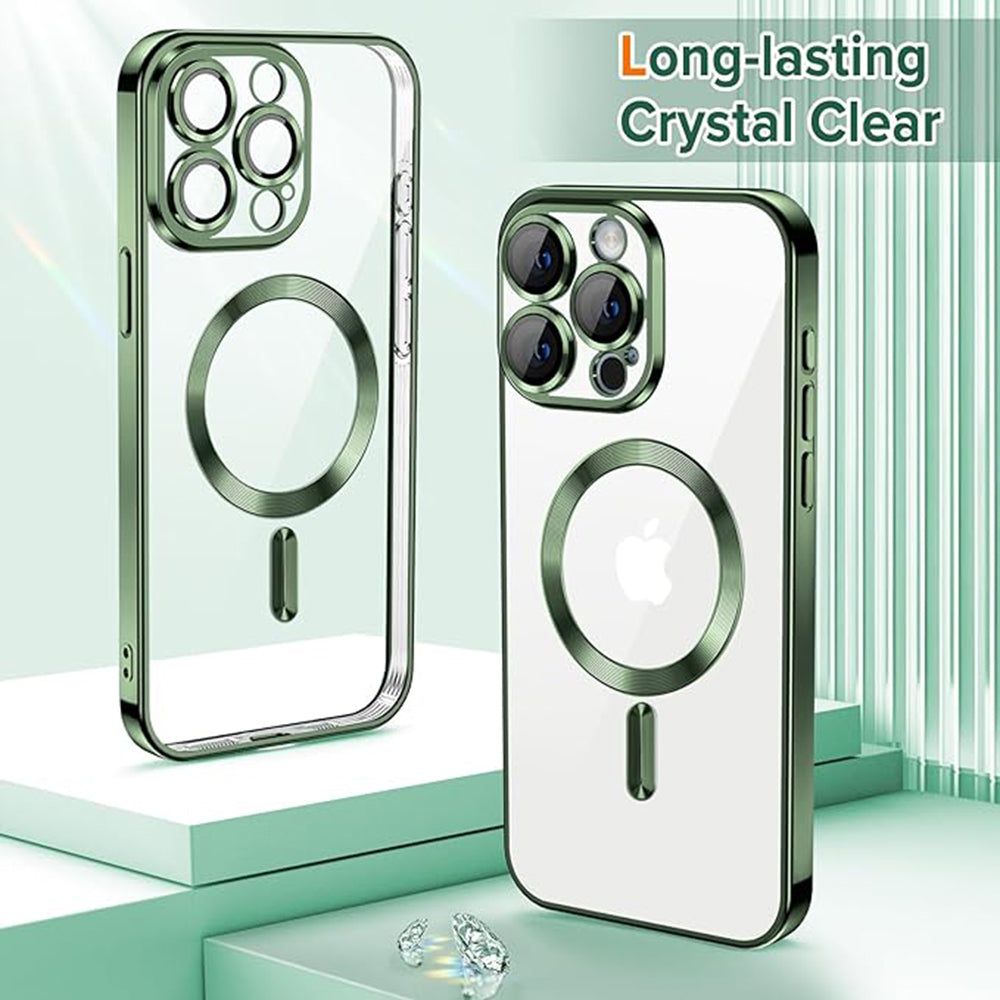 Калъф MagSafe за Apple iPhone 15 Pro, Techsuit, Luxury Crystal, Тъмнозелен