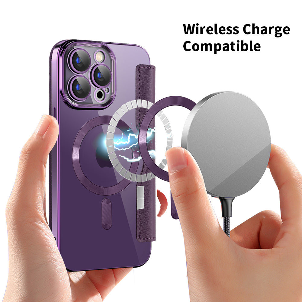 Калъф MagSafe за Apple iPhone 15 Pro, Techsuit, SmartMag Book, Лилав