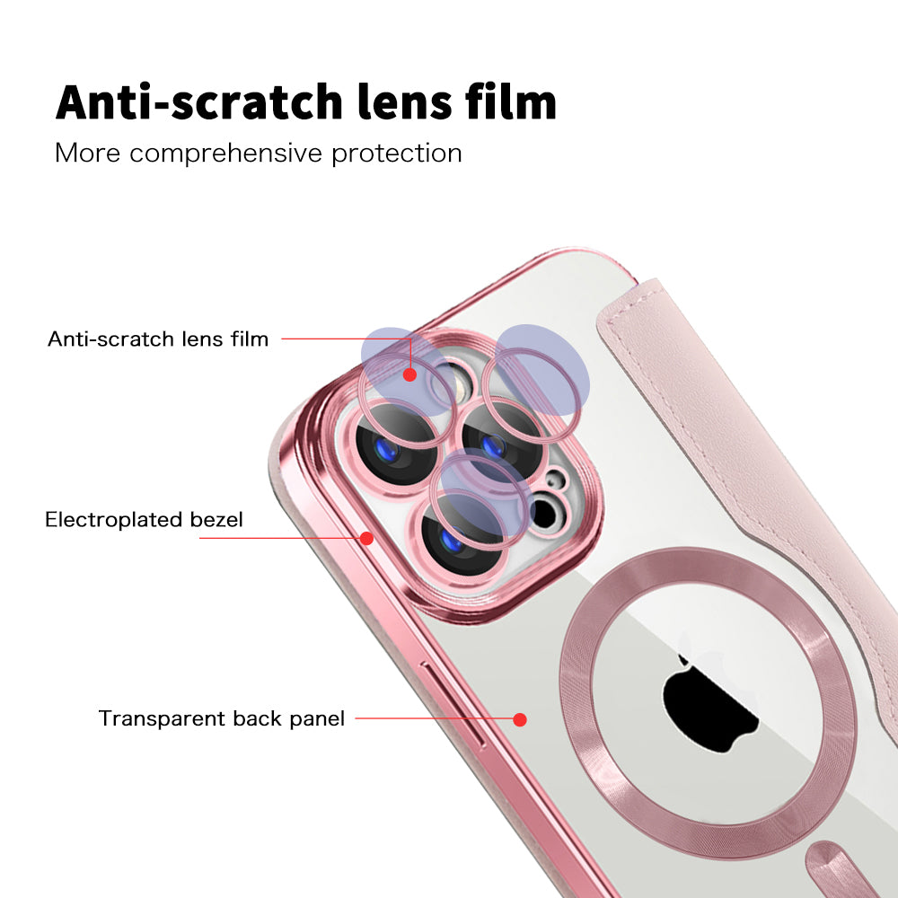 Калъф MagSafe за Apple iPhone 15 Pro, Techsuit, SmartMag Book, Розов