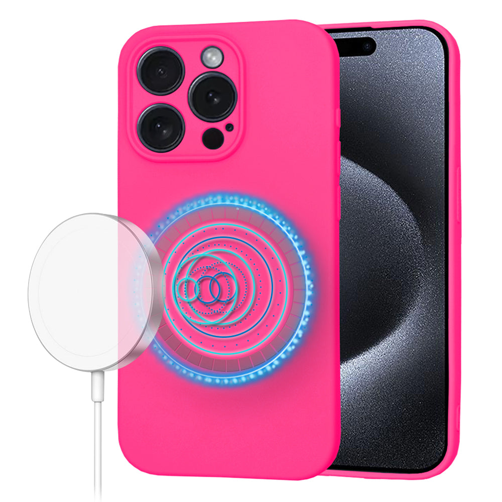 Калъф MagSafe за Apple iPhone 15 Pro, Techsuit, SoftFlex, Тъмнорозов