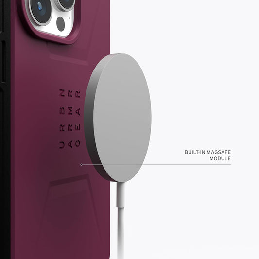 Калъф MagSafe за Apple iPhone 15 Pro, Urban Armor Gear, Civilian, Бордо