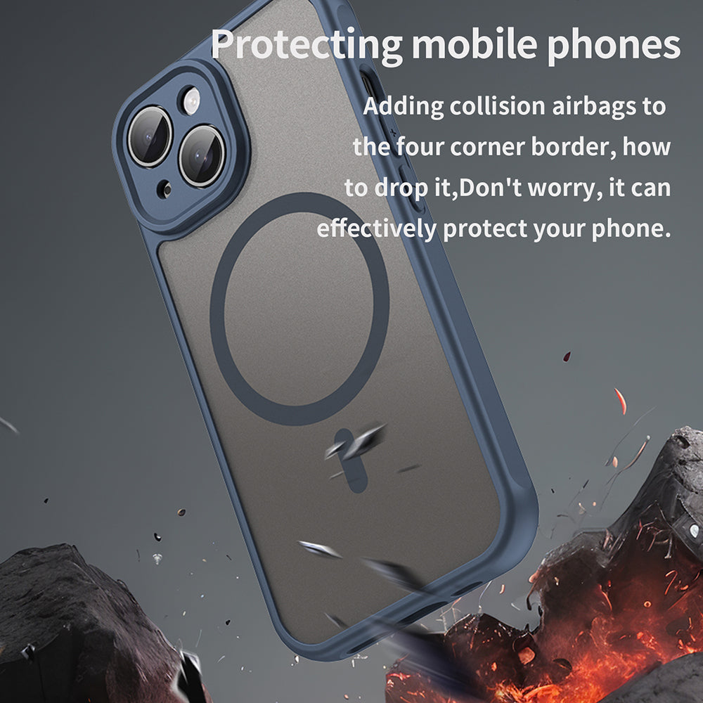 Калъф MagSafe за Apple iPhone 15, Techsuit, HaloFrost II, Тъмносин