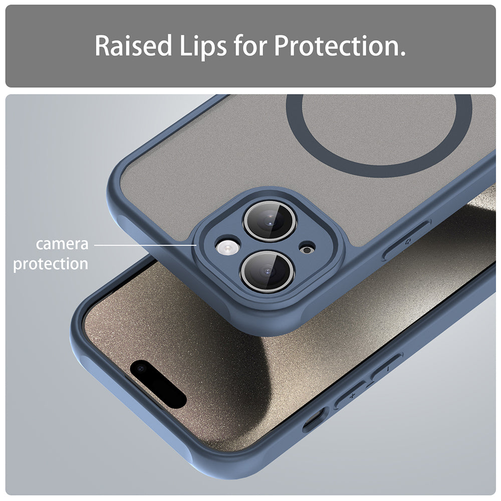 Калъф MagSafe за Apple iPhone 15, Techsuit, HaloFrost II, Тъмносин