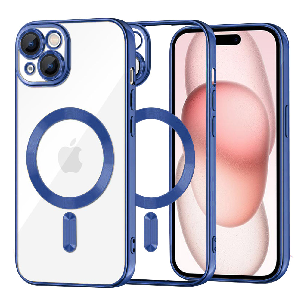 Калъф MagSafe за Apple iPhone 15, Techsuit, Luxury Crystal, Тъмносин
