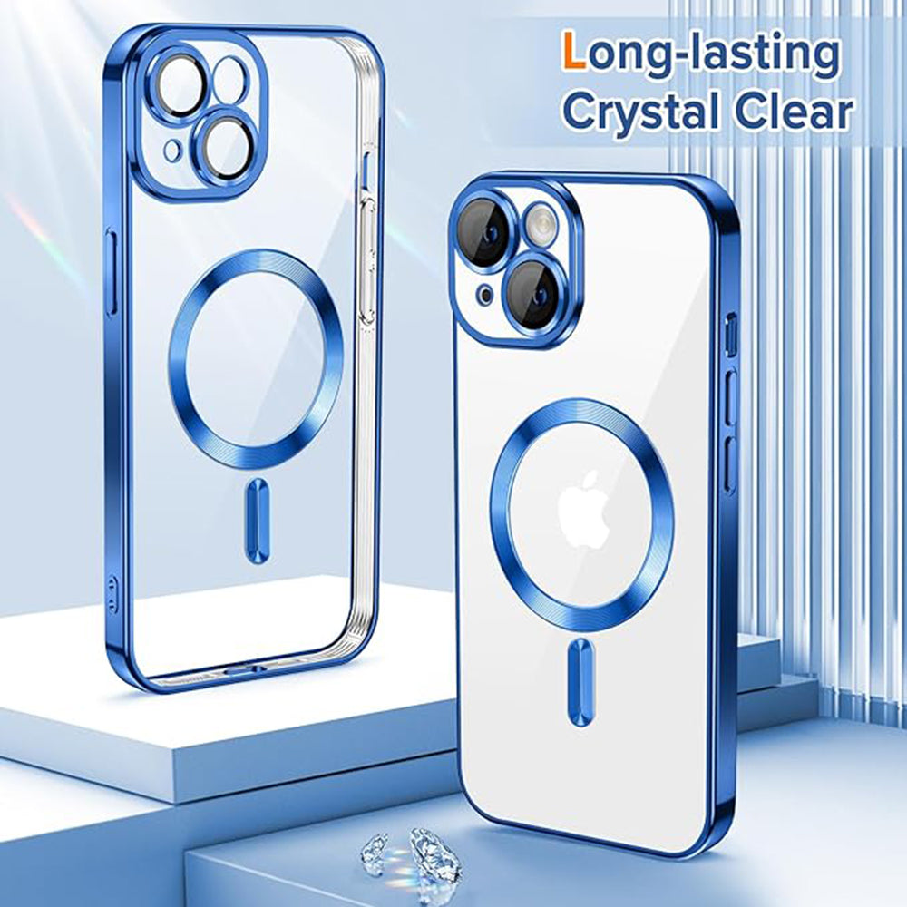 Калъф MagSafe за Apple iPhone 15, Techsuit, Luxury Crystal, Тъмносин