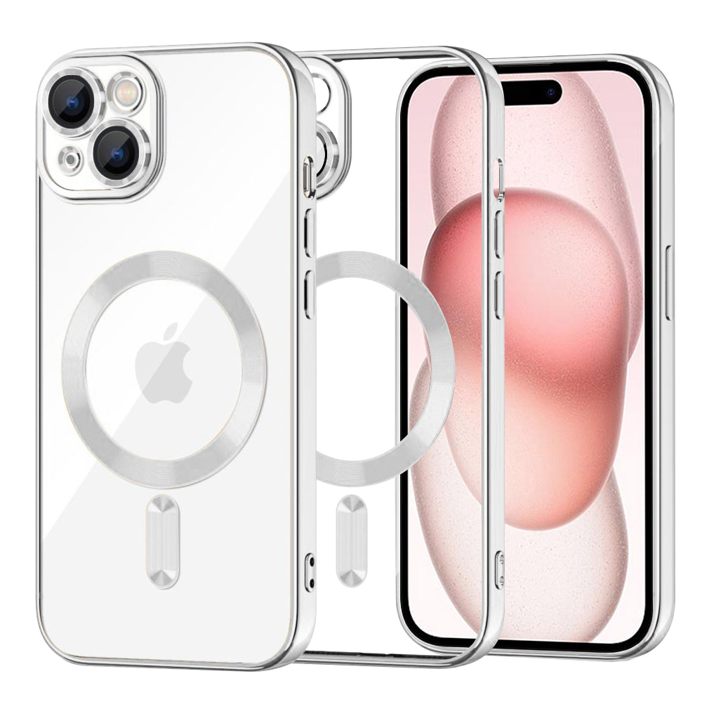 Калъф MagSafe за Apple iPhone 15, Techsuit, Luxury Crystal, Сребрист