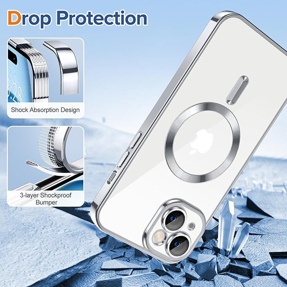 Калъф MagSafe за Apple iPhone 15, Techsuit, Luxury Crystal, Сребрист