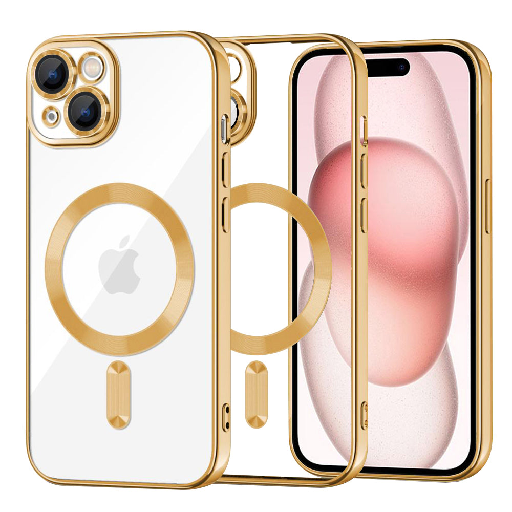 Калъф MagSafe за Apple iPhone 15, Techsuit, Luxury Crystal, Златист