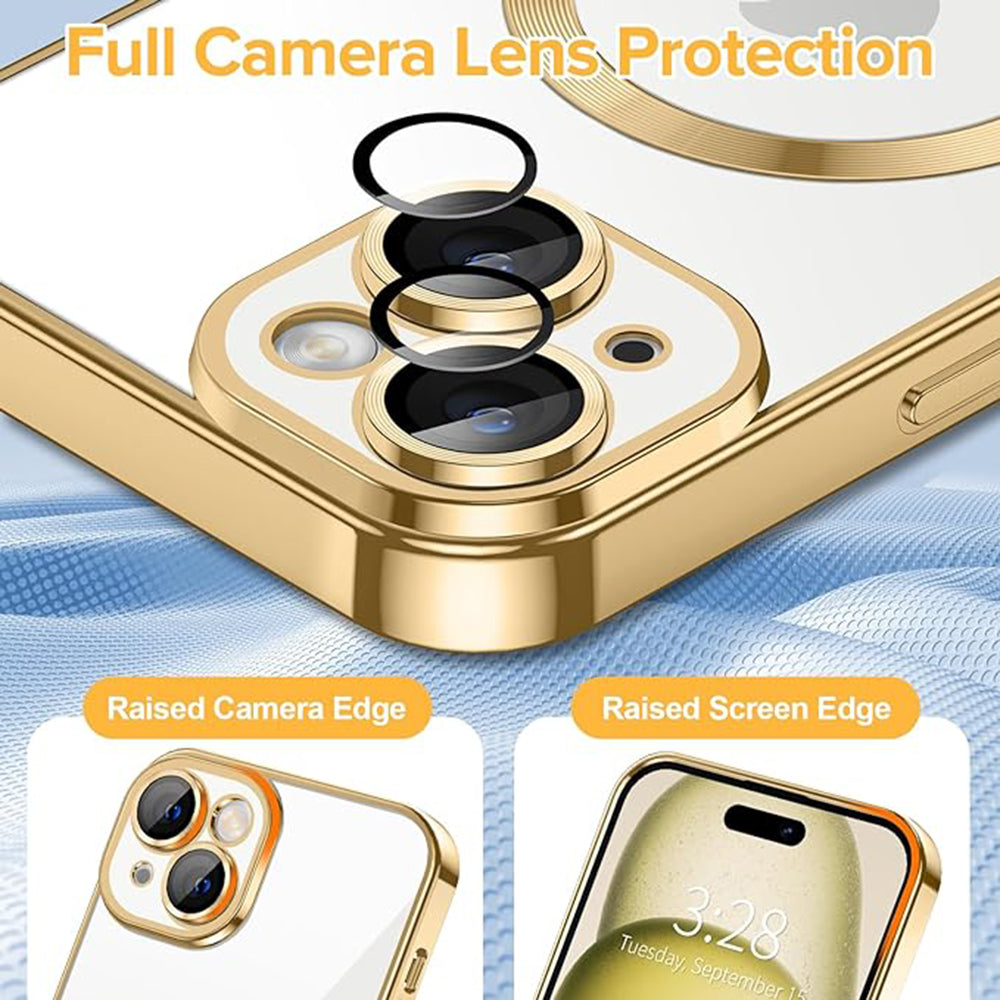 Калъф MagSafe за Apple iPhone 15, Techsuit, Luxury Crystal, Златист