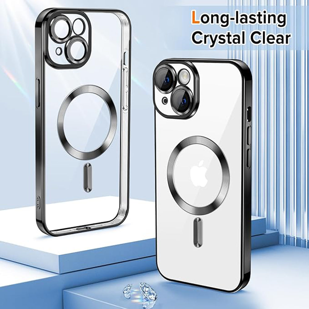 Калъф MagSafe за Apple iPhone 15, Techsuit, Luxury Crystal, Черен