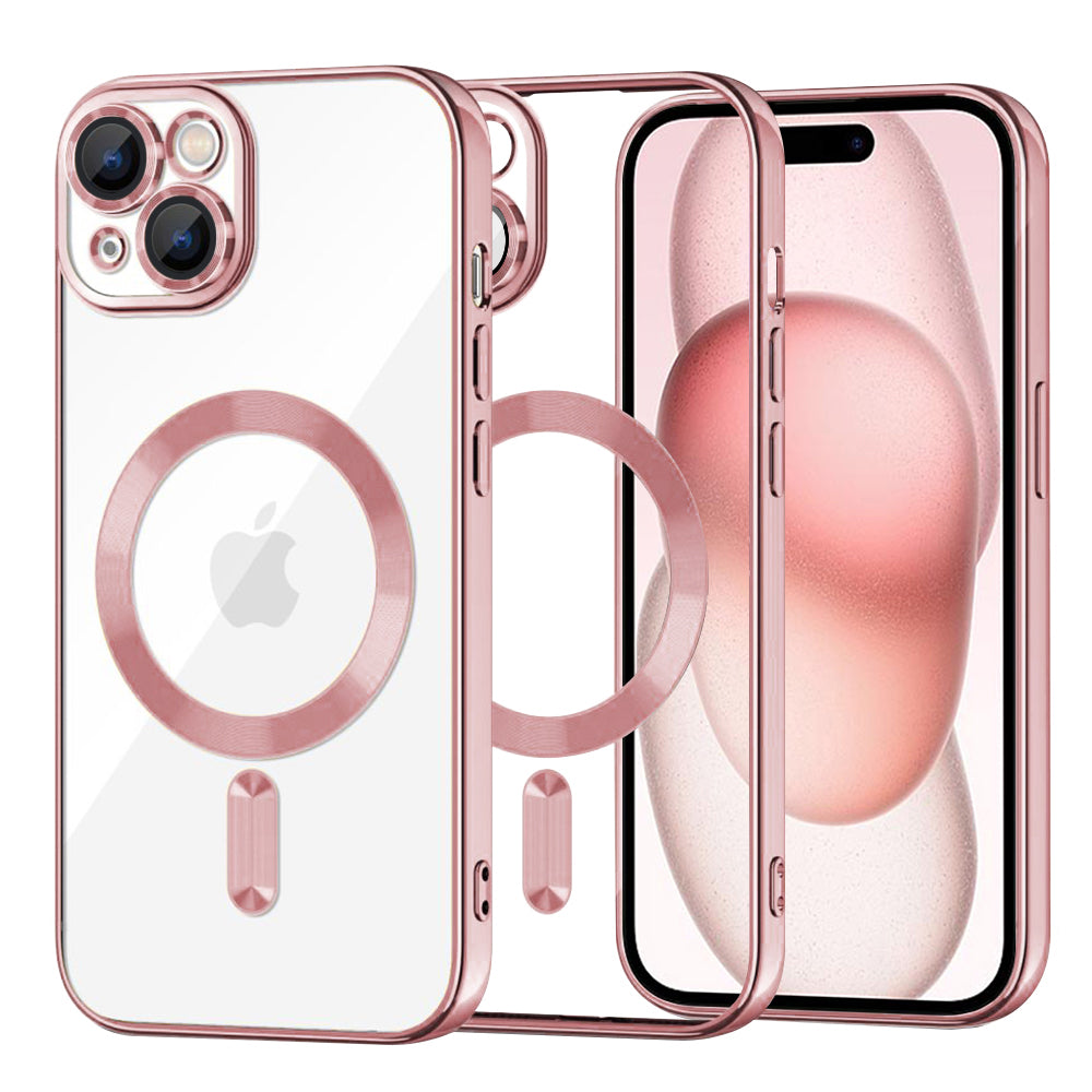 Калъф MagSafe за Apple iPhone 15, Techsuit, Luxury Crystal, Розов