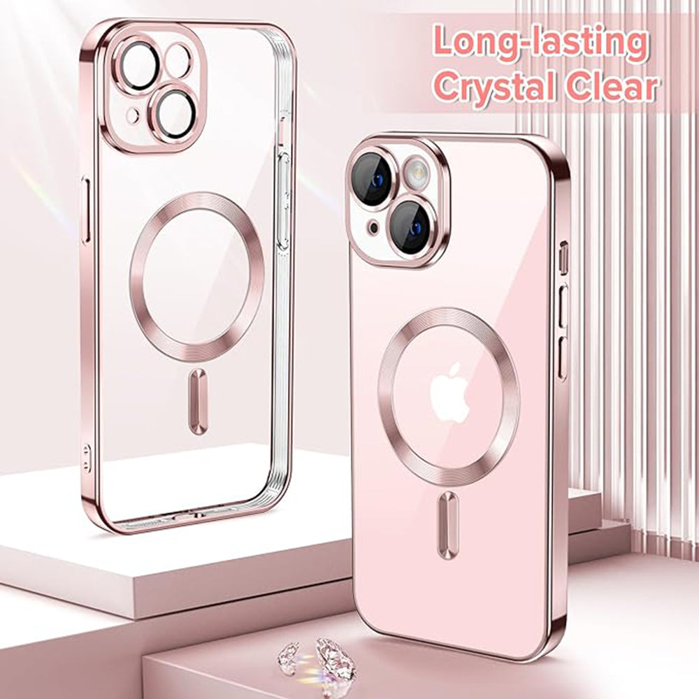 Калъф MagSafe за Apple iPhone 15, Techsuit, Luxury Crystal, Розов