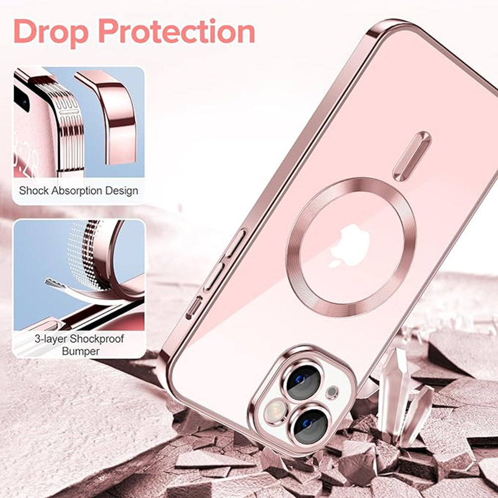 Калъф MagSafe за Apple iPhone 15, Techsuit, Luxury Crystal, Розов