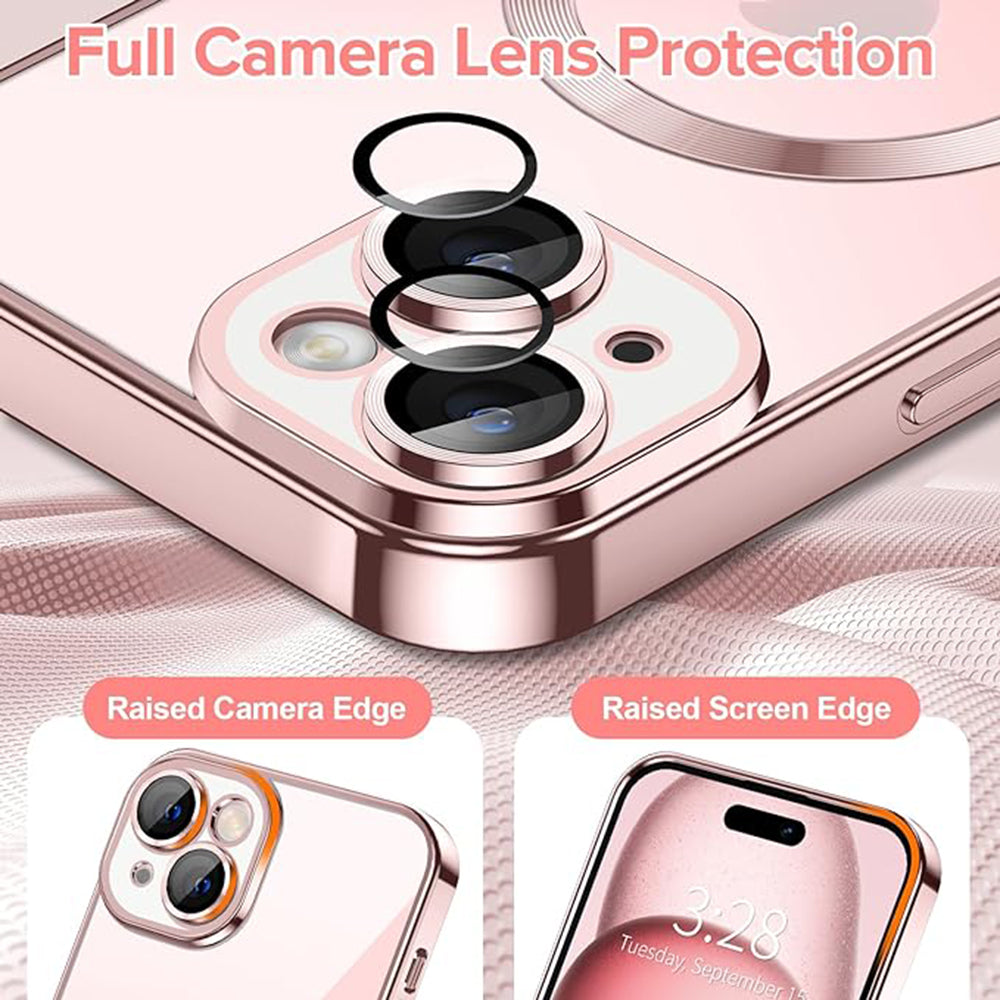 Калъф MagSafe за Apple iPhone 15, Techsuit, Luxury Crystal, Розов