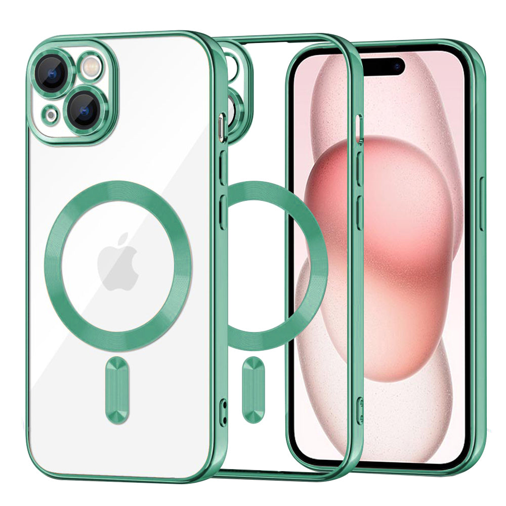 Калъф MagSafe за Apple iPhone 15, Techsuit, Luxury Crystal, Светлозелен