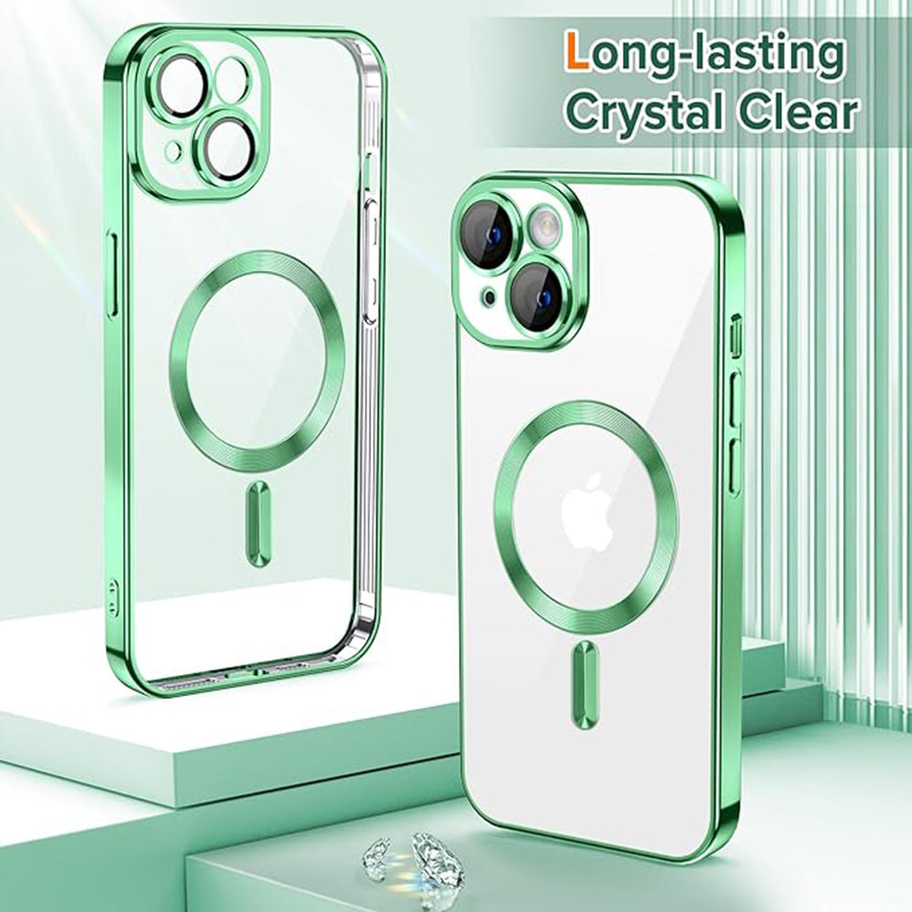 Калъф MagSafe за Apple iPhone 15, Techsuit, Luxury Crystal, Светлозелен