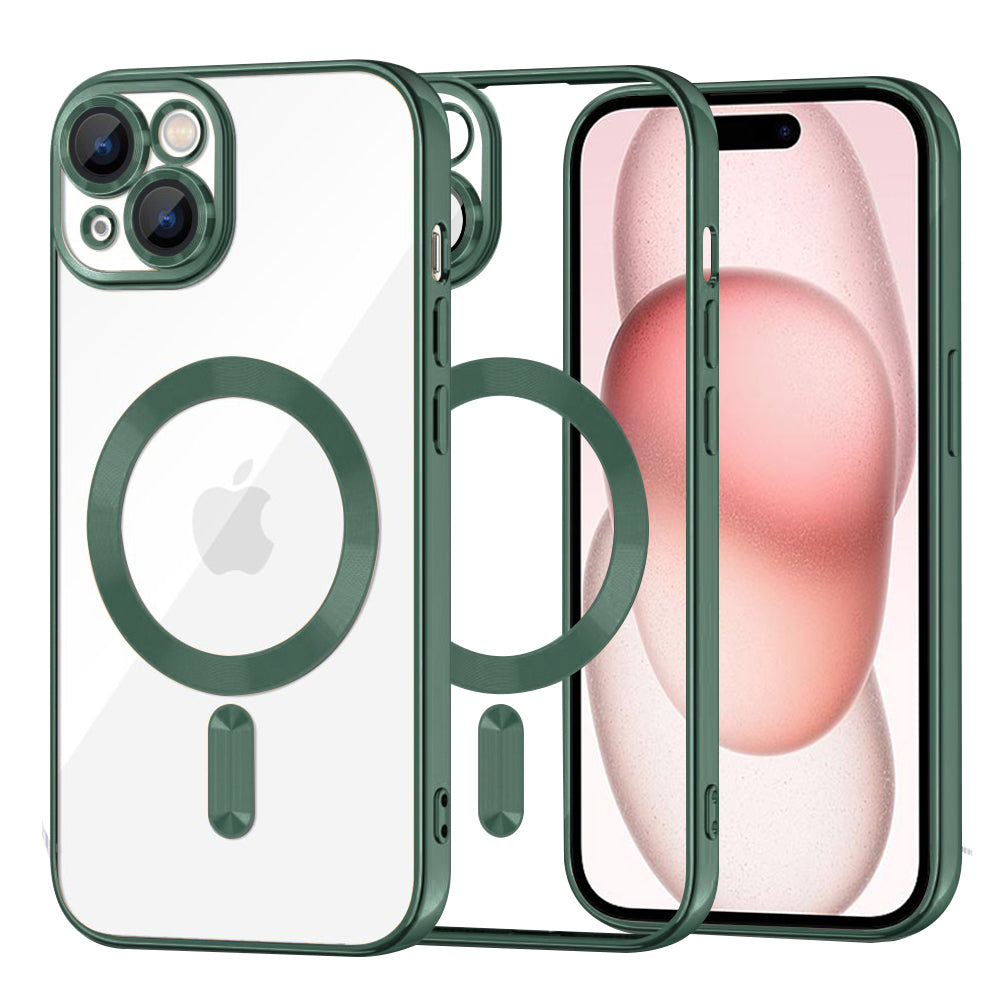 Калъф MagSafe за Apple iPhone 15, Techsuit, Luxury Crystal, Тъмнозелен