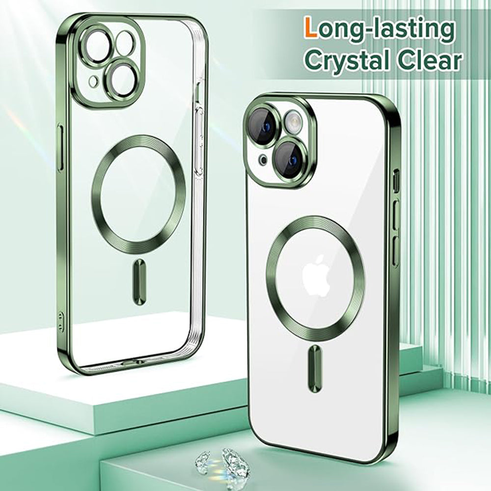 Калъф MagSafe за Apple iPhone 15, Techsuit, Luxury Crystal, Тъмнозелен