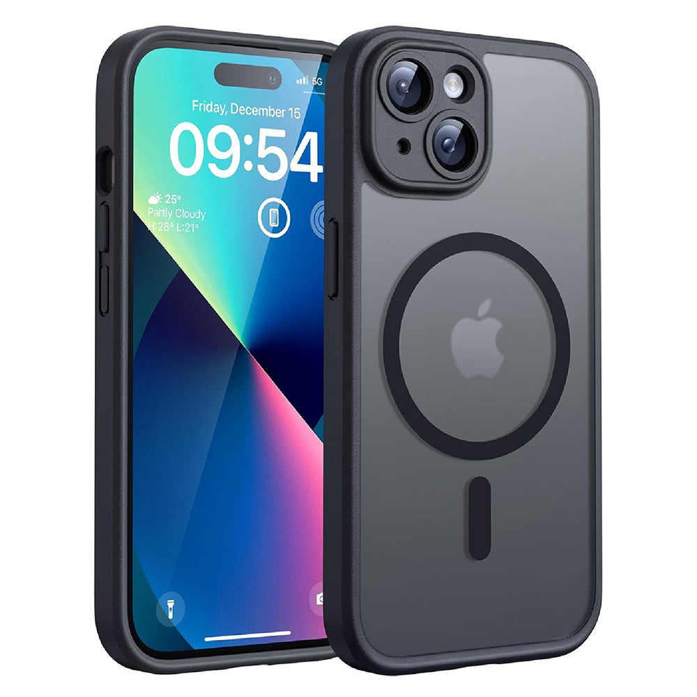 Калъф MagSafe за Apple iPhone 15, Techsuit, PureFrost, Черен сатен