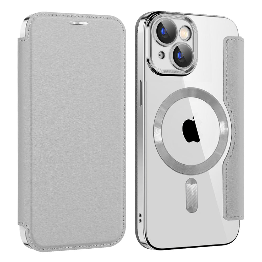Калъф MagSafe за Apple iPhone 15, Techsuit, SmartMag Book, Сив