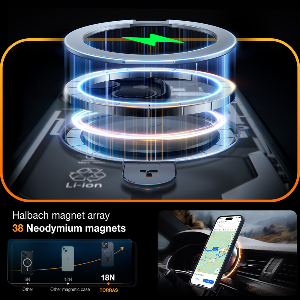 Калъф MagSafe за Apple iPhone 15, Torras, Ostand, Черен