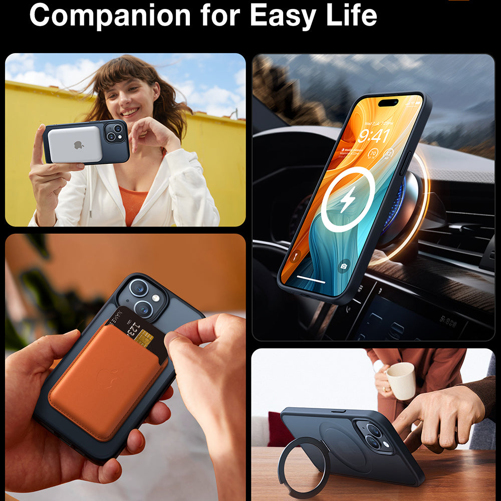 Калъф MagSafe за Apple iPhone 15, Torras, Ostand, Черен