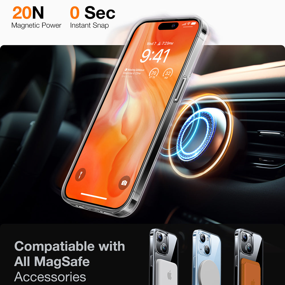 Калъф MagSafe за Apple iPhone 15, Torras, Ostand, Прозрачен