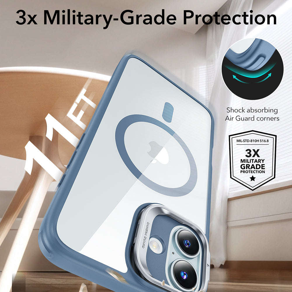 MagSafe Case for Apple iPhone 16, ESR, Classic Hybrid Kickstand, Transparent Blue