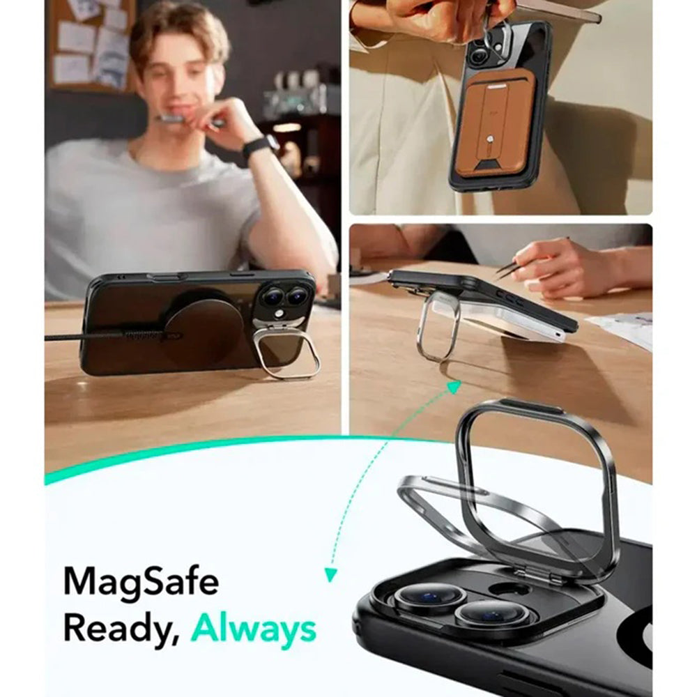 Калъф MagSafe за Apple iPhone 16, ESR, Classic Hybrid Kickstand Slide, Прозрачен Черен