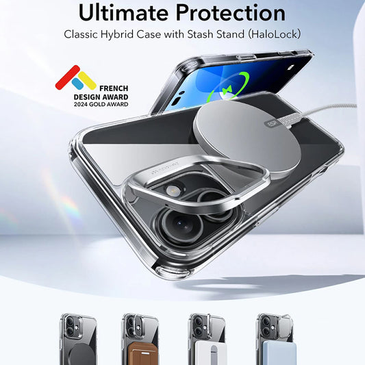 Калъф MagSafe за Apple iPhone 16, ESR, Classic Hybrid Kickstand, Прозрачен