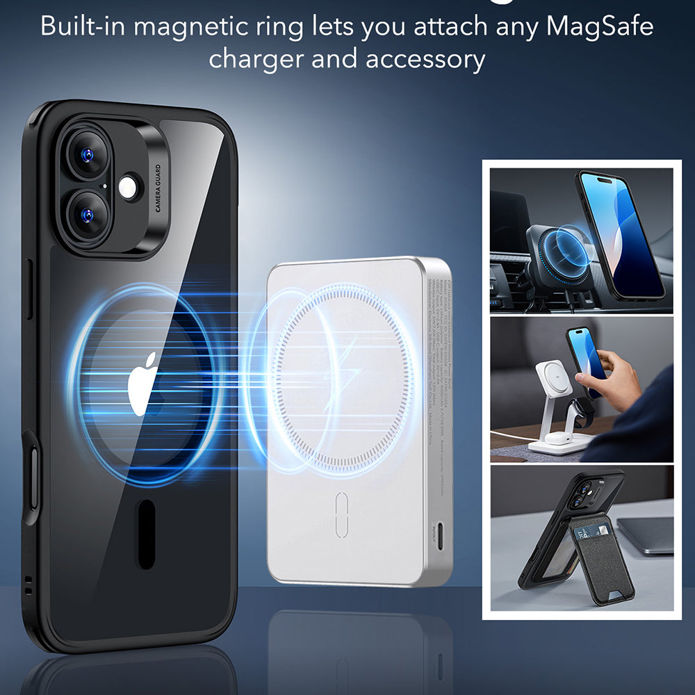 Калъф MagSafe за Apple iPhone 16, ESR, Classic Hybrid, Прозрачно черен