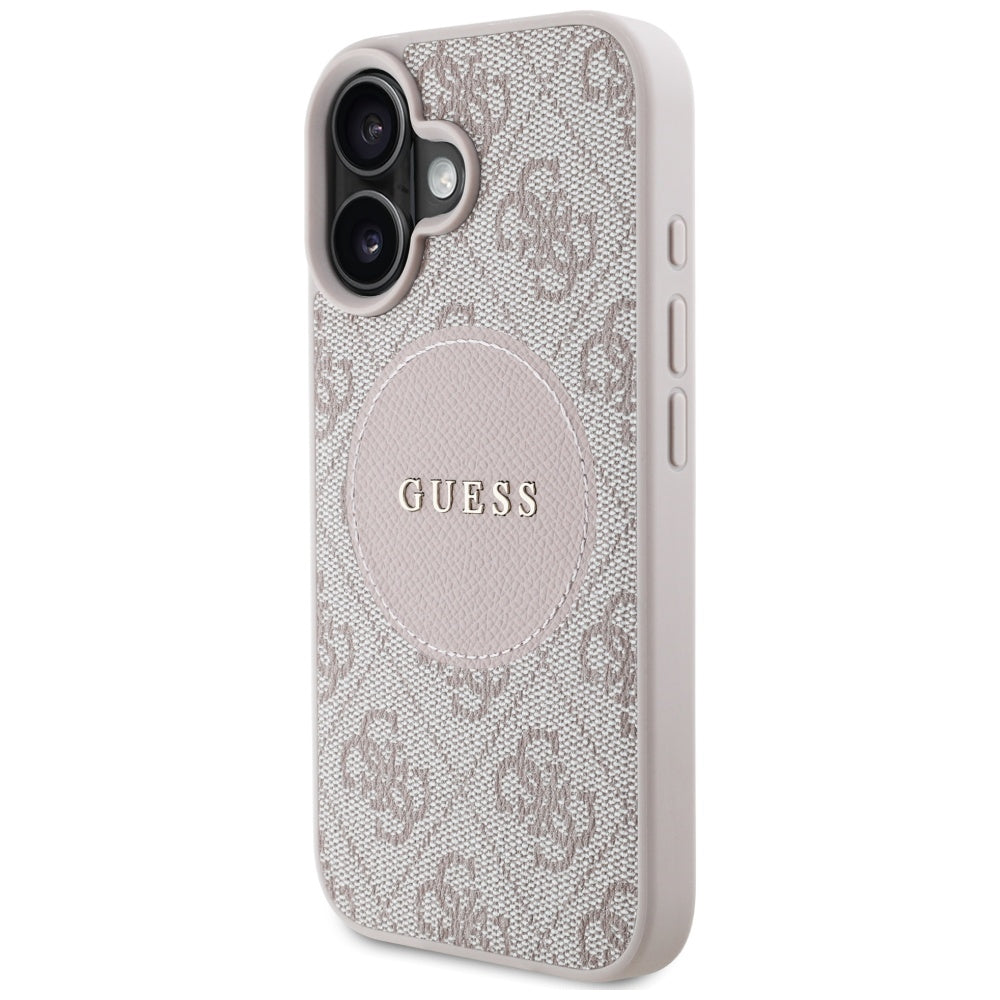 Калъф MagSafe за Apple iPhone 16, Guess, 4G Circle Classic Logo, Розов