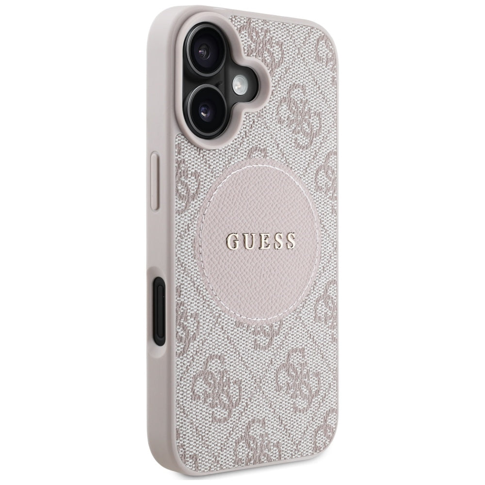 Калъф MagSafe за Apple iPhone 16, Guess, 4G Circle Classic Logo, Розов