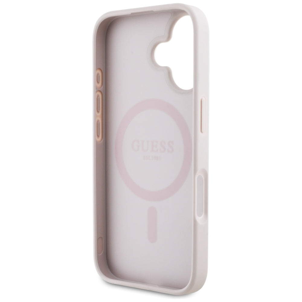 Калъф MagSafe за Apple iPhone 16, Guess, 4G Circle Classic Logo, Розов