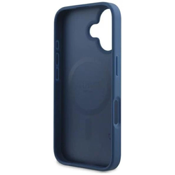 Калъф MagSafe за Apple iPhone 16, Guess, 4G Printed Stripes, Син