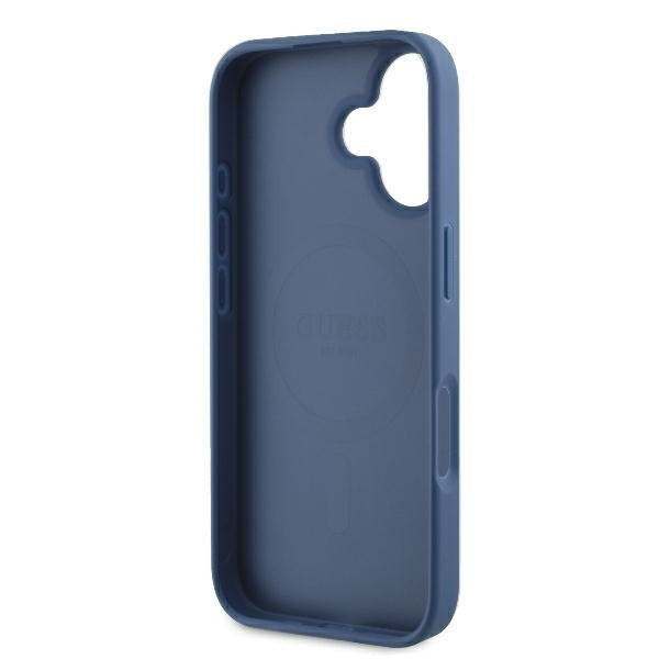 Калъф MagSafe за Apple iPhone 16, Guess, 4G Ring Classic Logo, Син