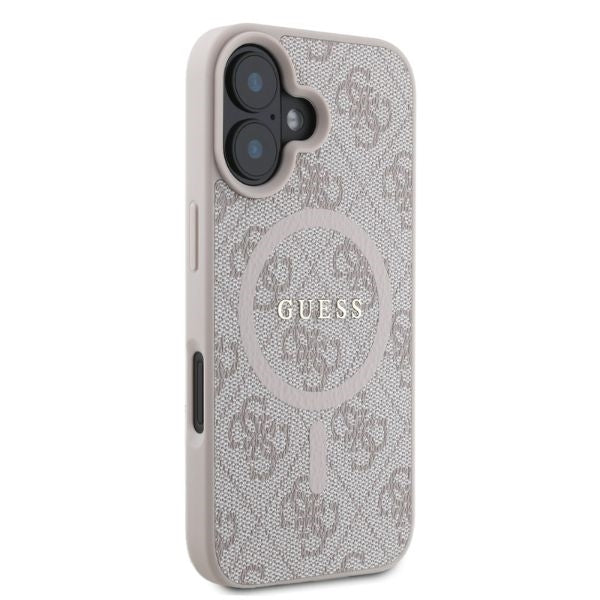 Калъф MagSafe за Apple iPhone 16, Guess, 4G Ring Classic Logo, Розов